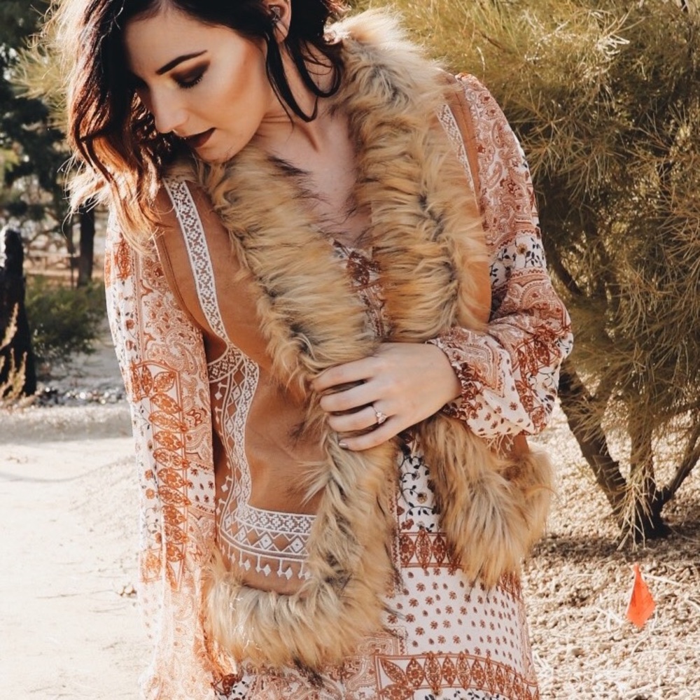 Super Soft Faux Fur Embroidered Woodstock Vest